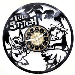 Lilo & Stitch Vinyl Record Wall Clock – Handmade Disney Inspired Wall Art